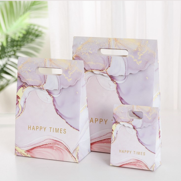 Paperbag Pembungkus Kado Tutup Atas Gift Bag Tas Hadiah Exclusive Happy Sweet Time Marble Ungu Premium - Image 2