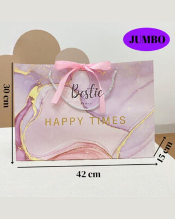 Paper Bag Paperbag Aesthetic Korea Tas Kantong Karton Kado Hadiah Gift Bag Pita Ungu Marble Banyak Size Premium - Image 5