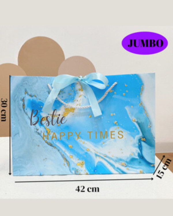 Paper Bag Paperbag Aesthetic Korea Tas Kantong Karton Kado Hadiah Gift Bag Pita Biru Marble Banyak Size Premium - Image 6