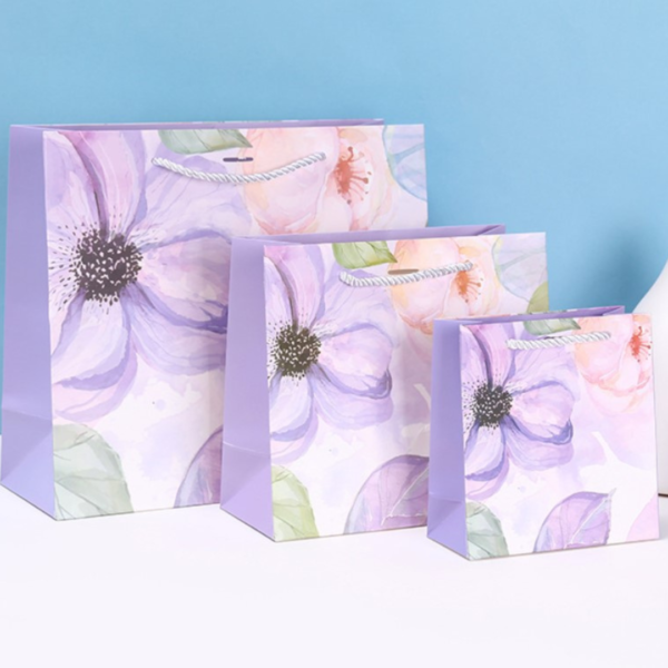 Paper Bag Paperbag Aesthetic Korea Tas Kantong Karton Kado Hadiah Gift Bag Pita Motif Bunga Banyak Size Premium - Image 4