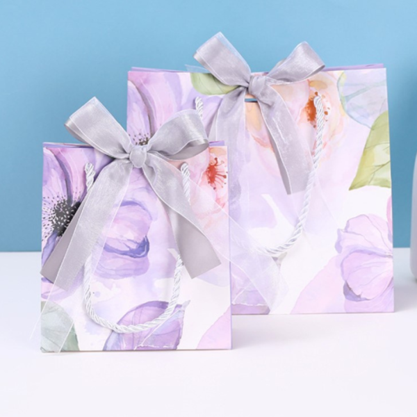 Paper Bag Paperbag Aesthetic Korea Tas Kantong Karton Kado Hadiah Gift Bag Pita Motif Bunga Banyak Size Premium - Image 3