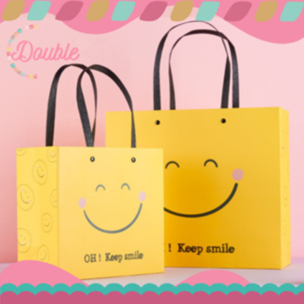 Bestie Premium Paperbag Paperbag Tas Kado Kuning Smile Kantong Tebal Gift Bag Lucu Unik Import