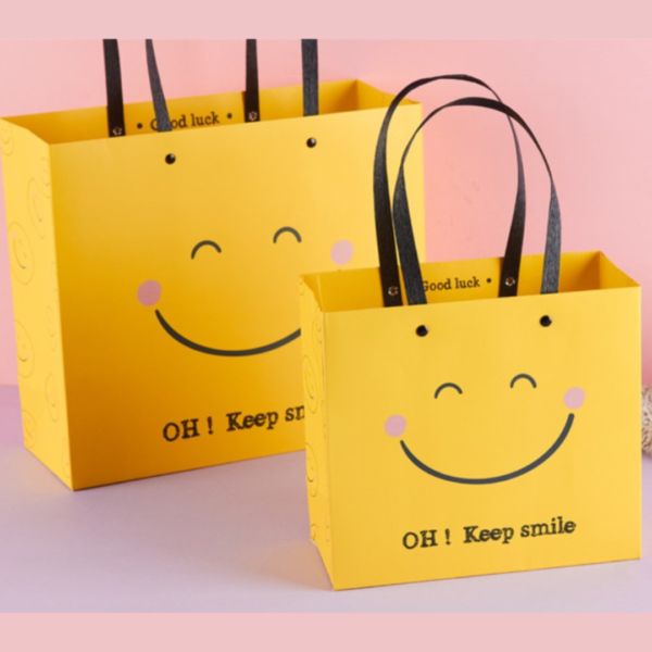 Bestie Premium Paperbag Paperbag Tas Kado Kuning Smile Kantong Tebal Gift Bag Lucu Unik Import - Image 2