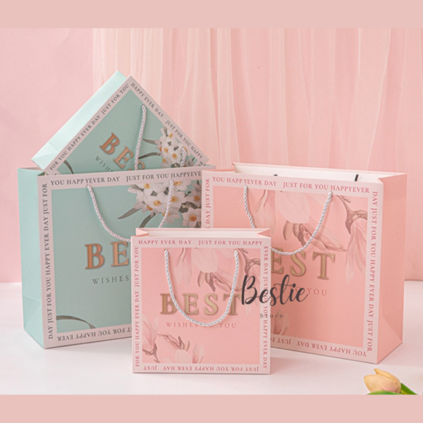 Bestie  Packaging Paperbag Paper Bag Kantongan Karton Hampers Kado Souvenir Bunga Cantik Best Wishes Premium