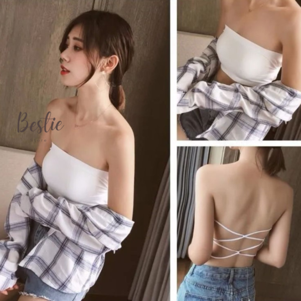 Bestie Bra Kemben Dalaman Seamles Back Silang Belakang Import Ada Cup BH Warna Hitam dan Putih - Image 2
